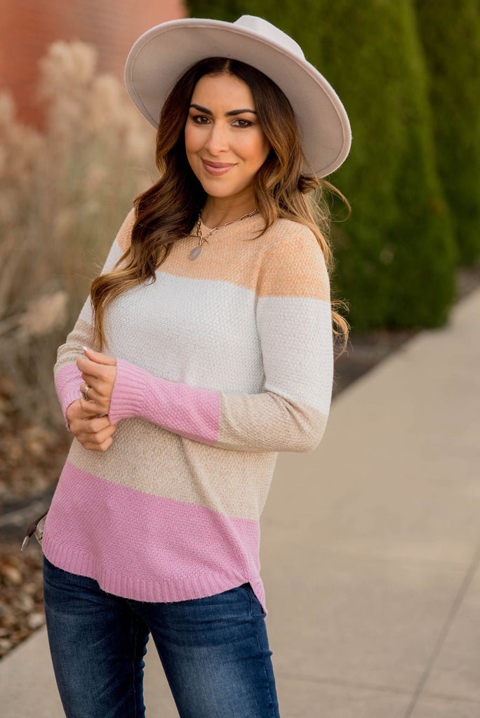 Simple Knit Blocked Sweater - Betsey's Boutique Shop -