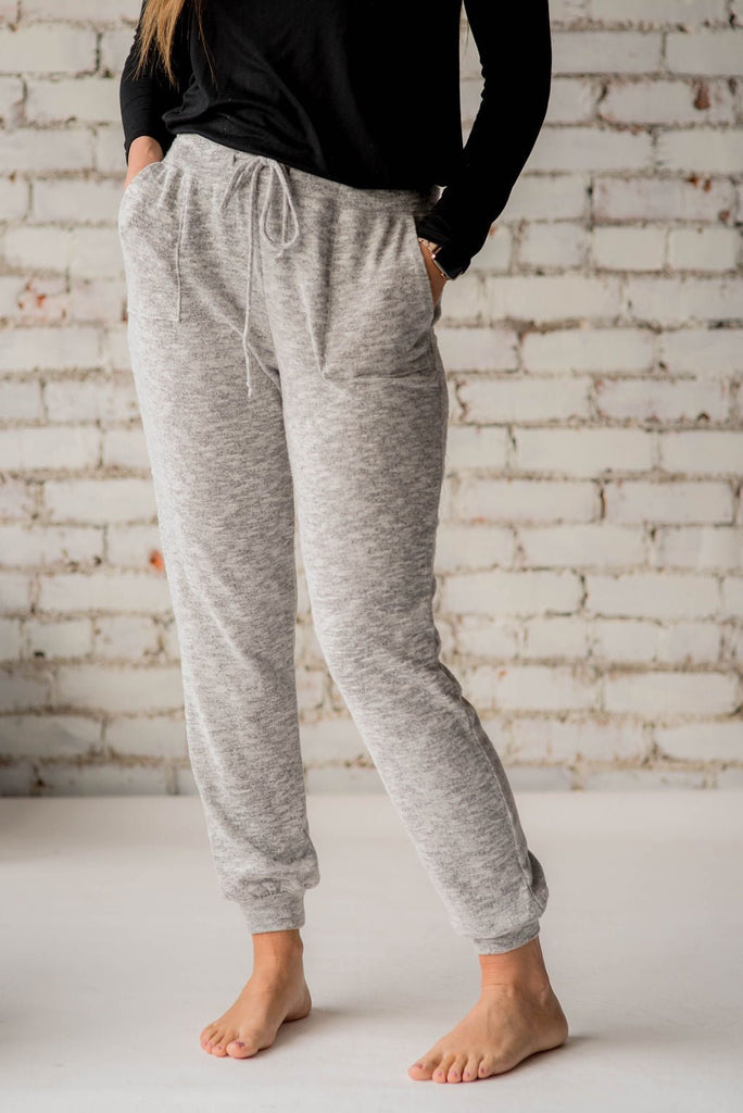 So Soft Heathered Drawstring Joggers - Betsey's Boutique Shop -