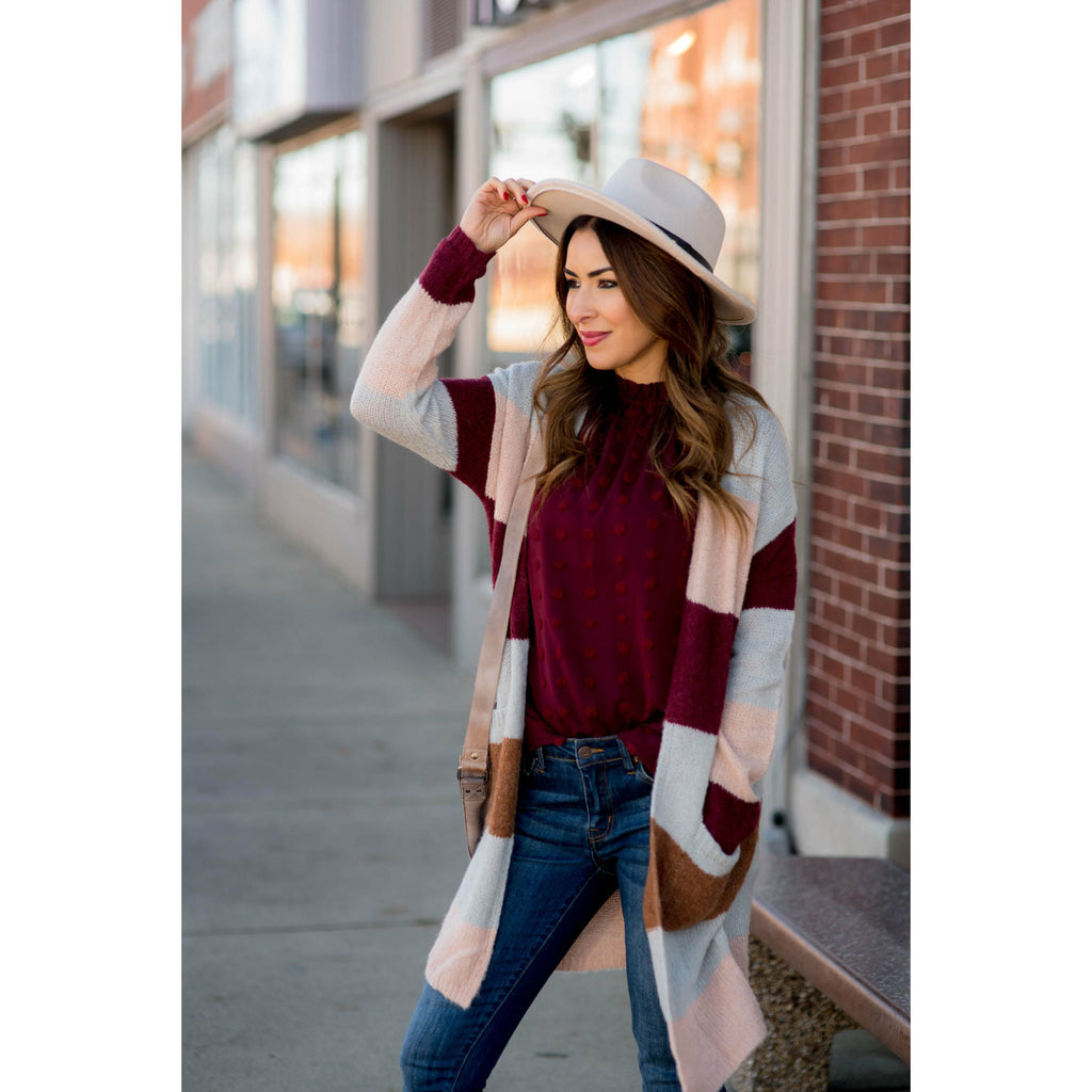 Cozy Color Blocked Cardigan - Betsey's Boutique Shop