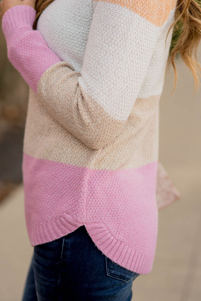 Simple Knit Blocked Sweater - Betsey's Boutique Shop -