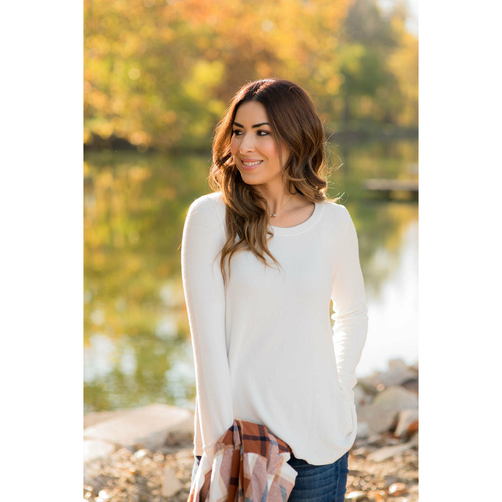 Button Cuff Long Sleeve Tee - Betsey's Boutique Shop