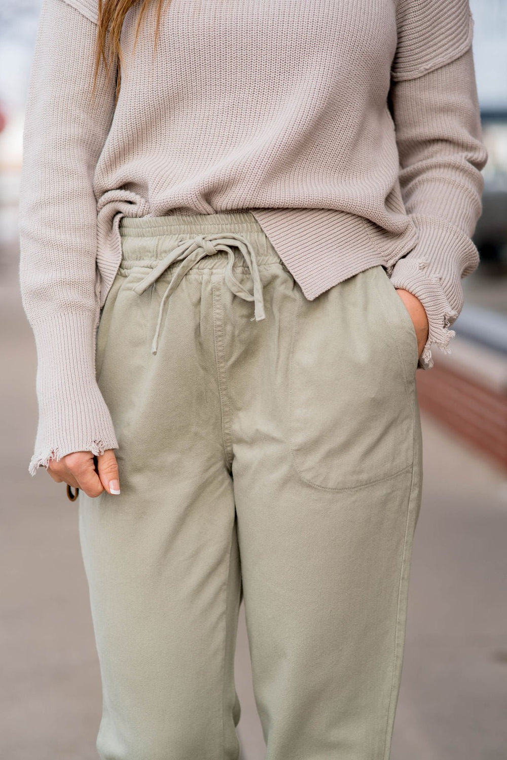 Khakhi Drawstring Pants – Linen Bloom store