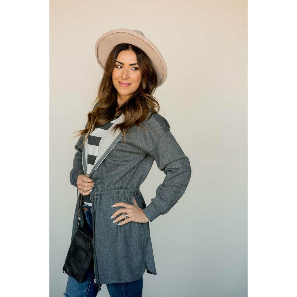 Cinched Zipper Jacket - Betsey's Boutique Shop - Coats & Jackets