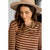 Destructed Striped Long Sleeve Tee - Cognac - Betsey's Boutique Shop - Shirts & Tops