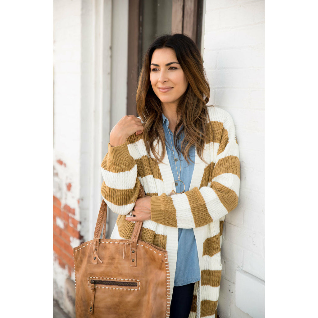 Heavy Striped Tunic Cardigan - Betsey's Boutique Shop