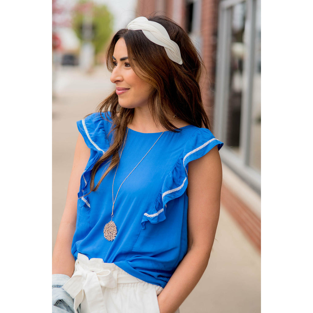 Bold Stitch Ruffle Tank - Betsey's Boutique Shop