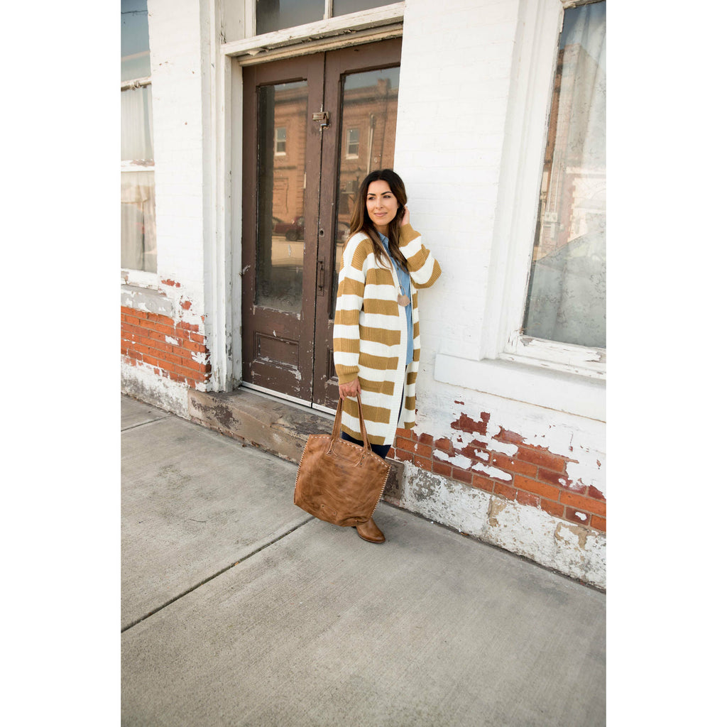 Heavy Striped Tunic Cardigan - Betsey's Boutique Shop