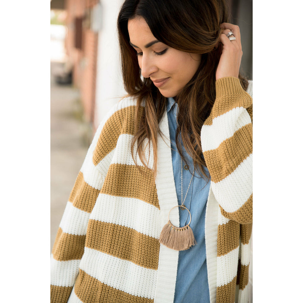 Heavy Striped Tunic Cardigan - Betsey's Boutique Shop