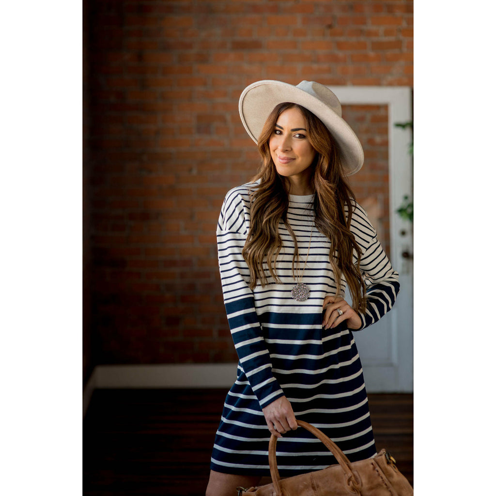 Two Toned  Stripe Dress - Betsey's Boutique Shop