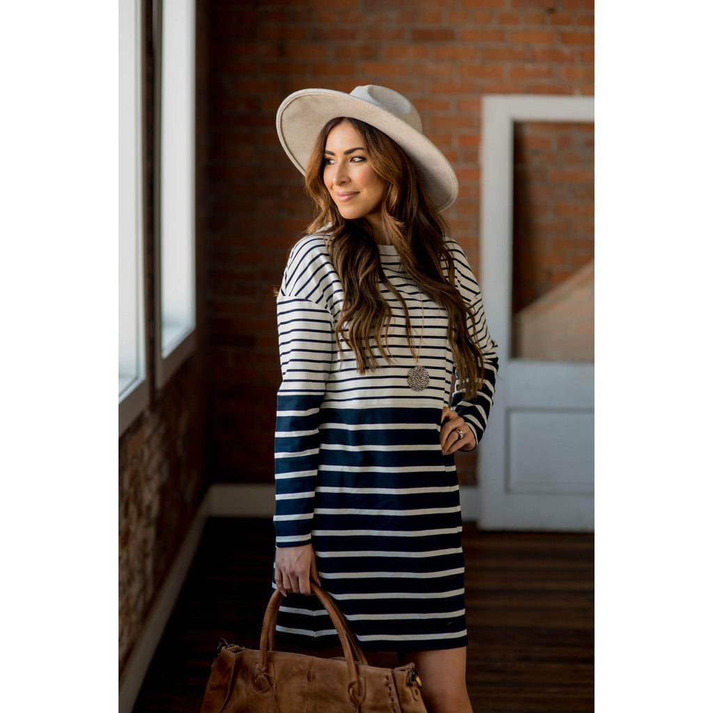 Two Toned  Stripe Dress - Betsey's Boutique Shop