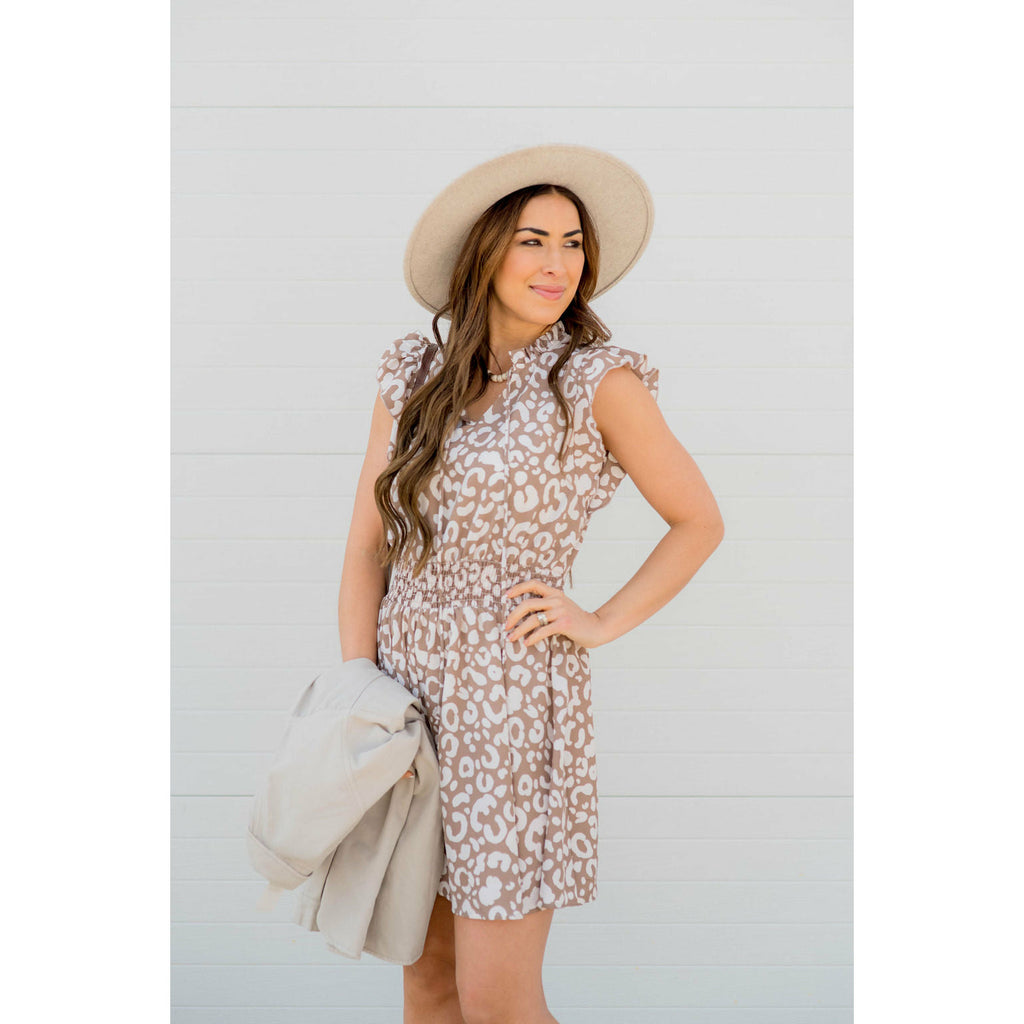 Leopard Drawstring Dress - Betsey's Boutique Shop