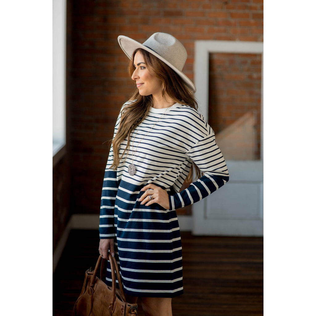 Two Toned  Stripe Dress - Betsey's Boutique Shop