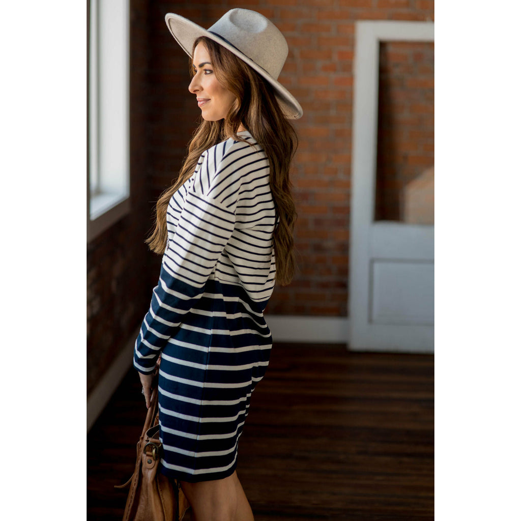 Two Toned  Stripe Dress - Betsey's Boutique Shop