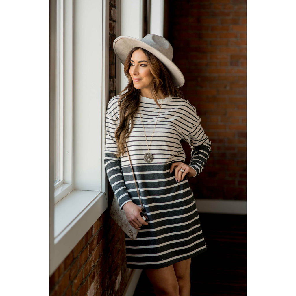 Two Toned  Stripe Dress - Betsey's Boutique Shop