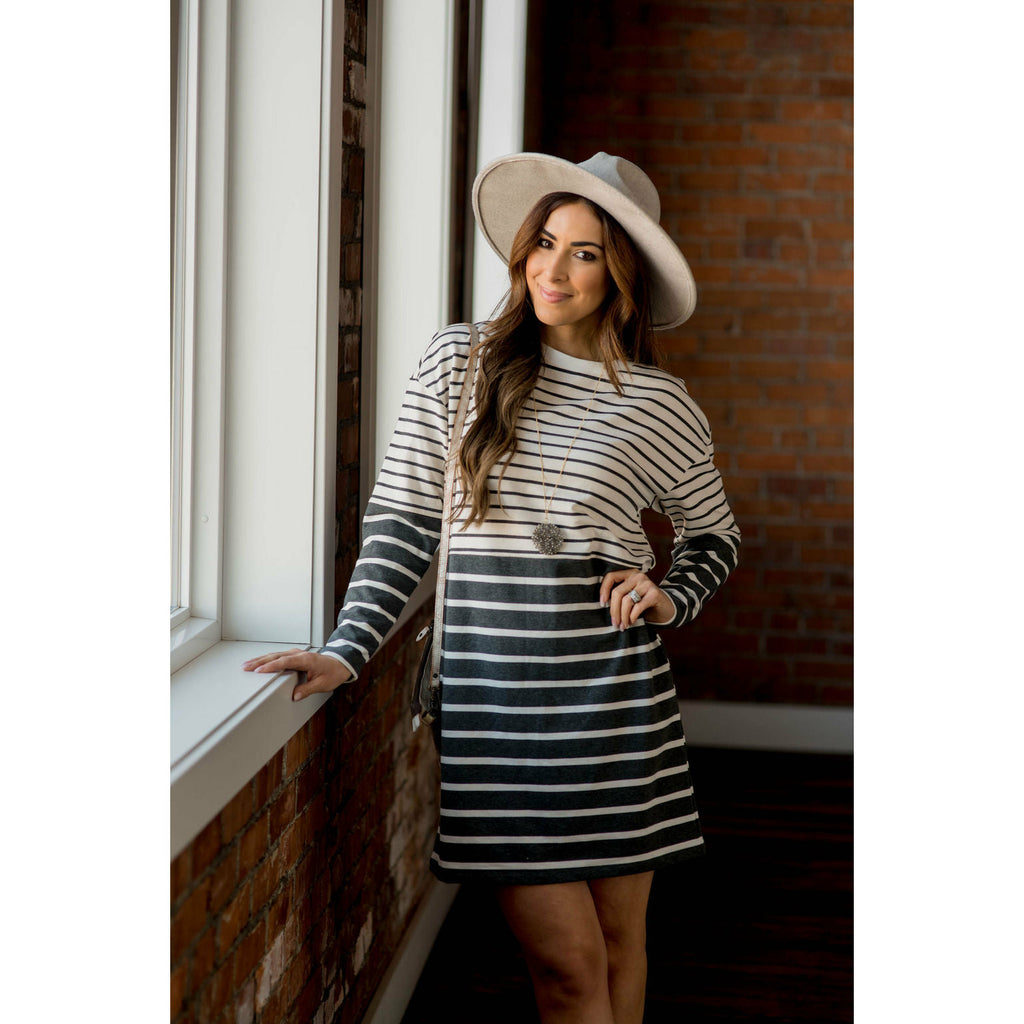 Two Toned  Stripe Dress - Betsey's Boutique Shop