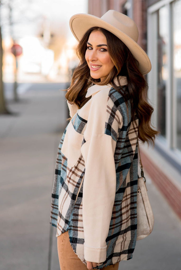 Frayed Edge Plaid Shacket - Betsey's Boutique Shop -