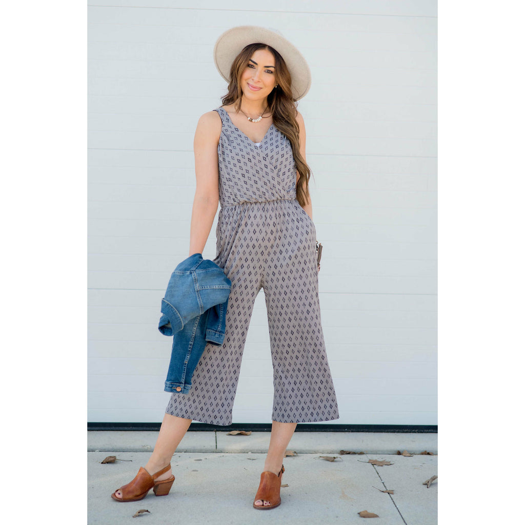 Diamond Pattern Jumpsuit - Betsey's Boutique Shop