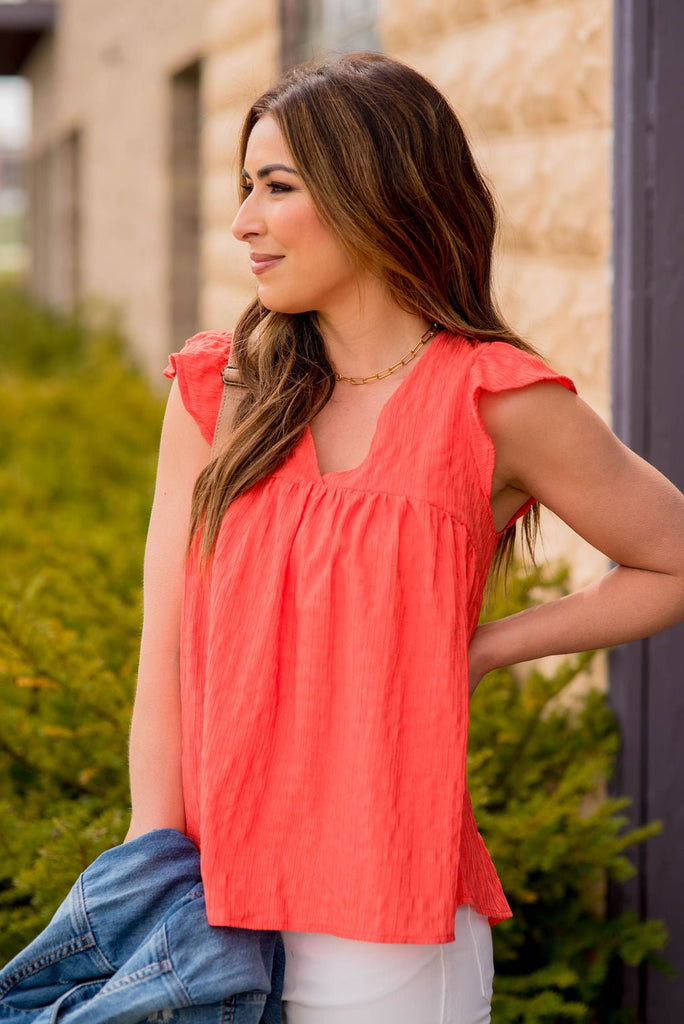 Subtle Textured Bibbed V Tank - Betsey's Boutique Shop -