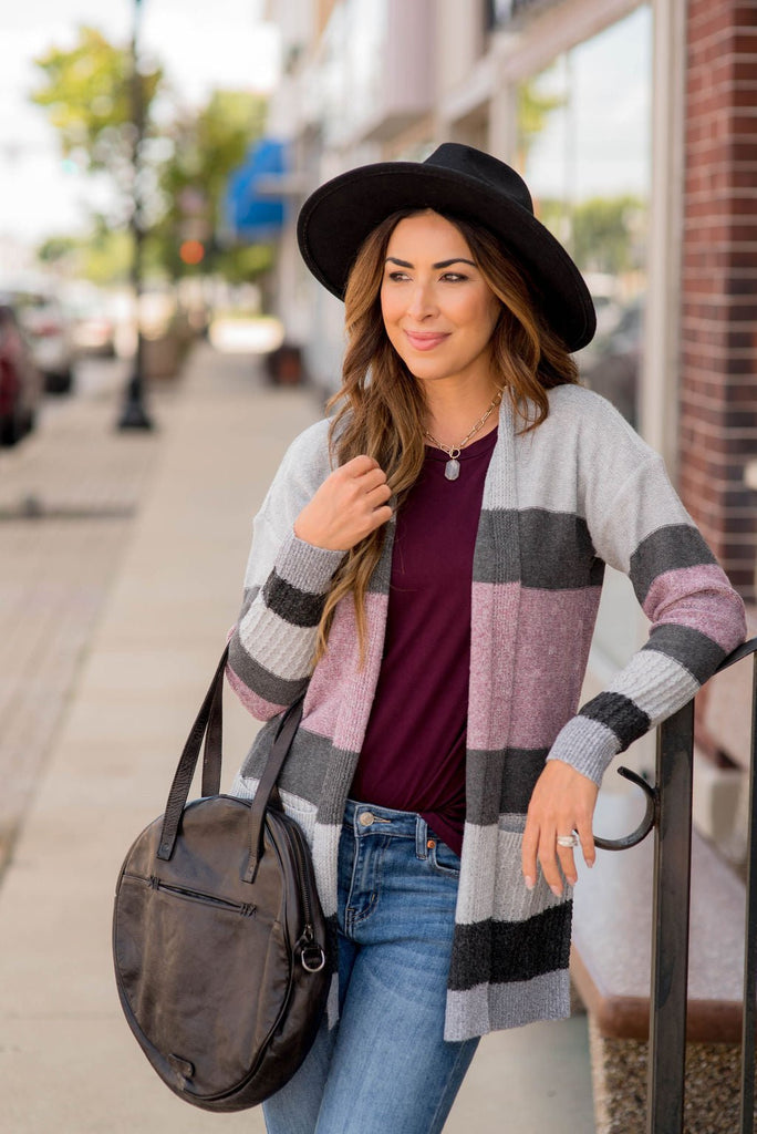 Bold Textured Stripes Cardigan - Betsey's Boutique Shop -