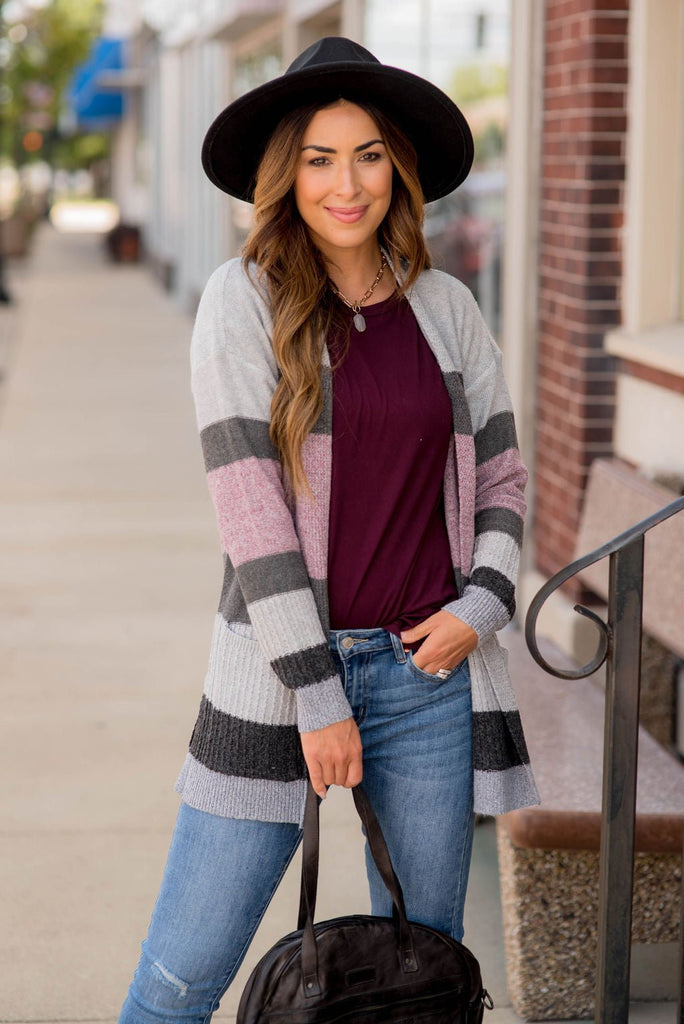 Bold Textured Stripes Cardigan - Betsey's Boutique Shop -