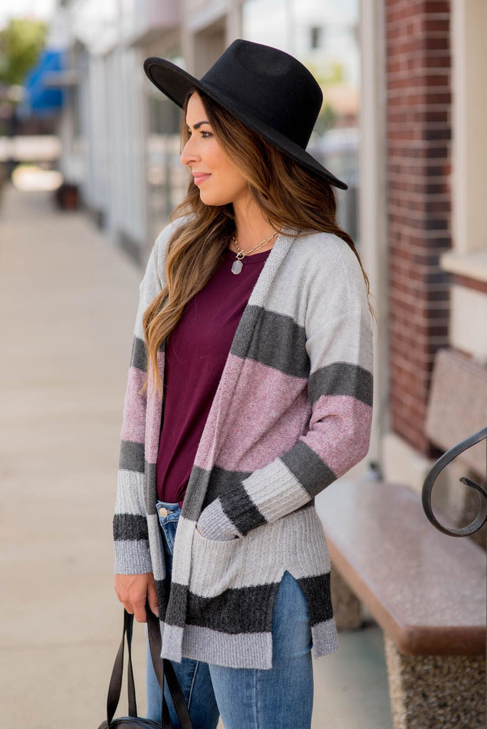 Bold Textured Stripes Cardigan - Betsey's Boutique Shop -