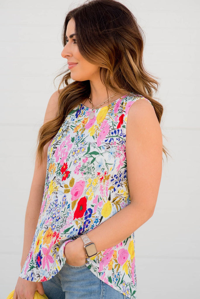 Wildflower Subtle Textured Tank - Betsey's Boutique Shop -