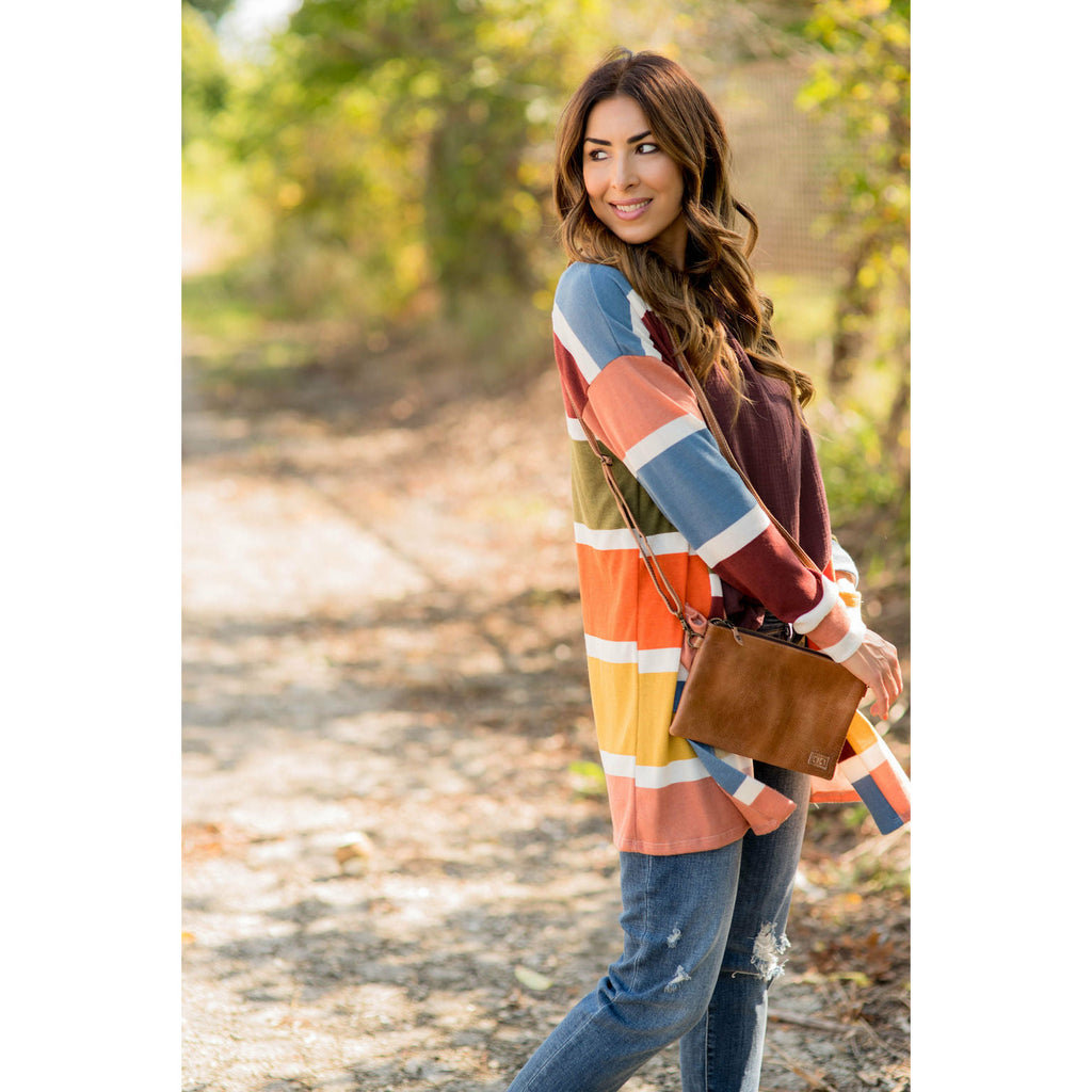 Color Blocked Mixed Stripe Cardigan - Betsey's Boutique Shop - Coats & Jackets