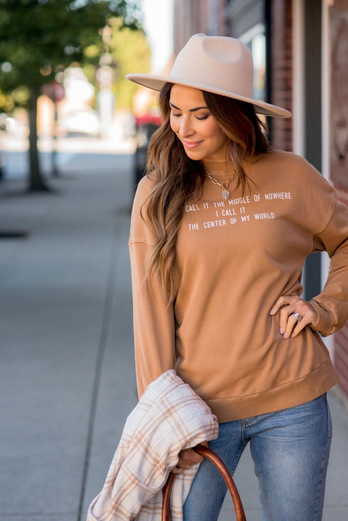 Some Call It The Middle Of Nowhere Graphic Crewneck - Betsey's Boutique Shop