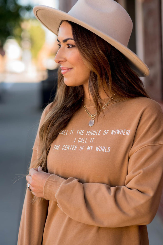 Some Call It The Middle Of Nowhere Graphic Crewneck - Betsey's Boutique Shop