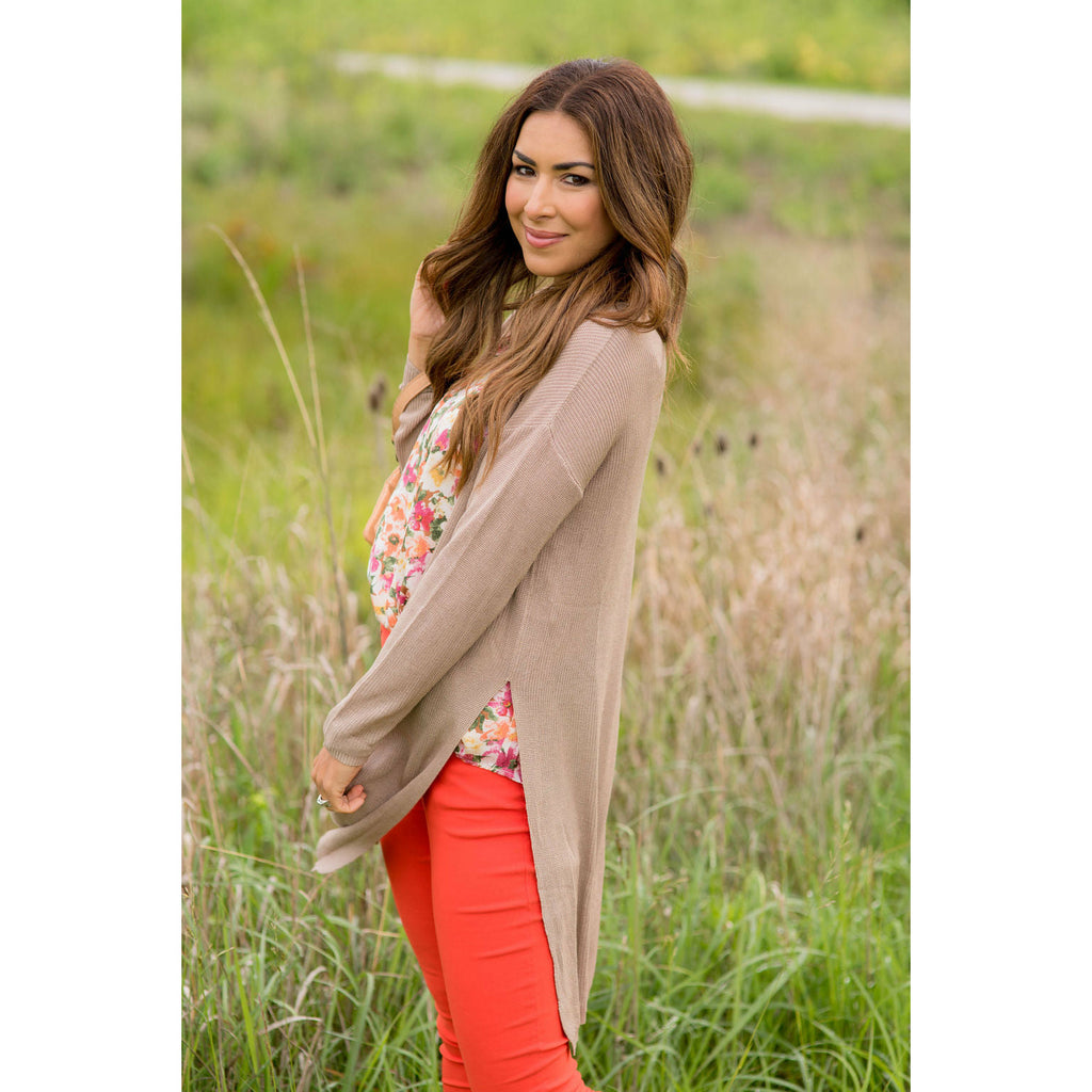 Basic High Split Cardigan - Betsey's Boutique Shop