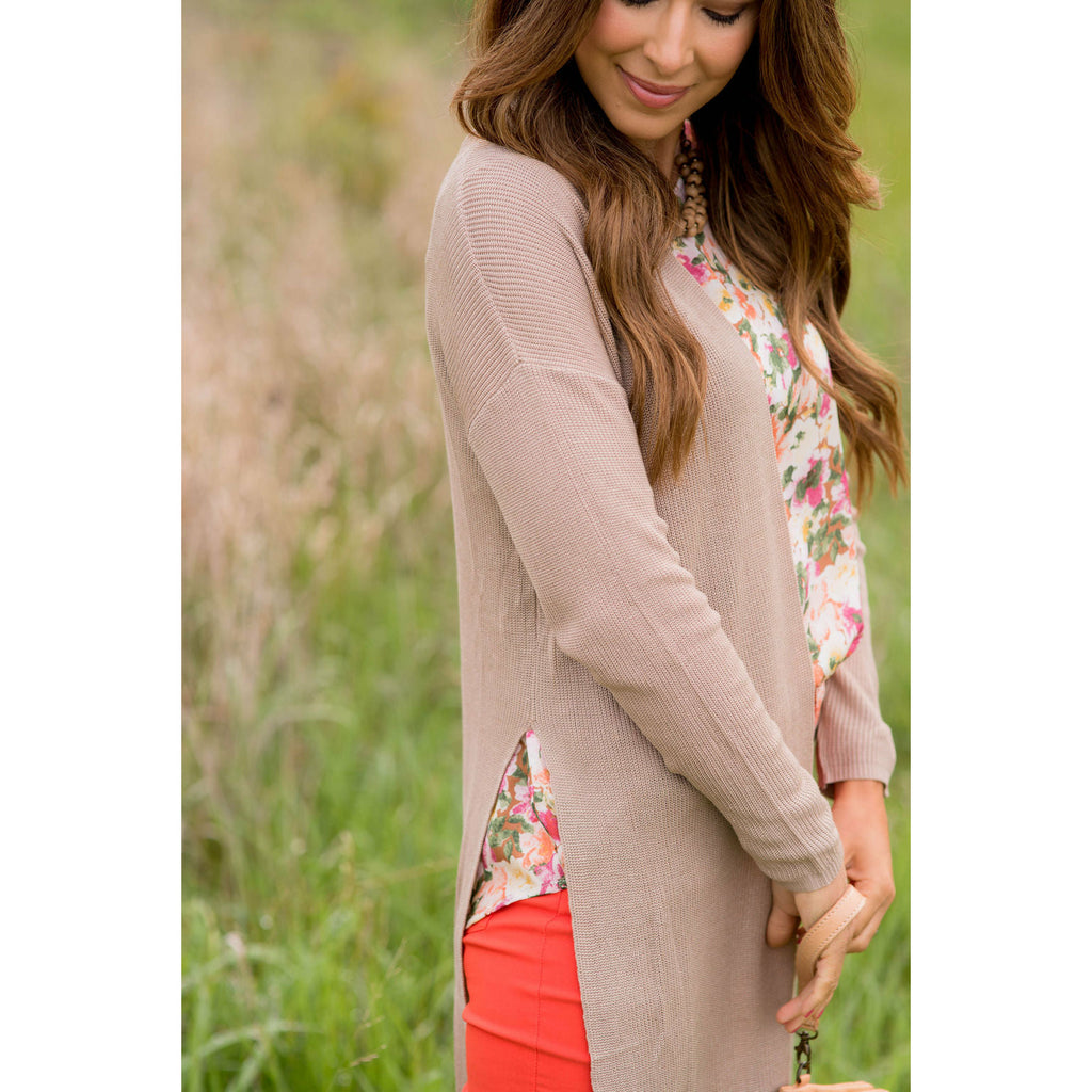 Basic High Split Cardigan - Betsey's Boutique Shop