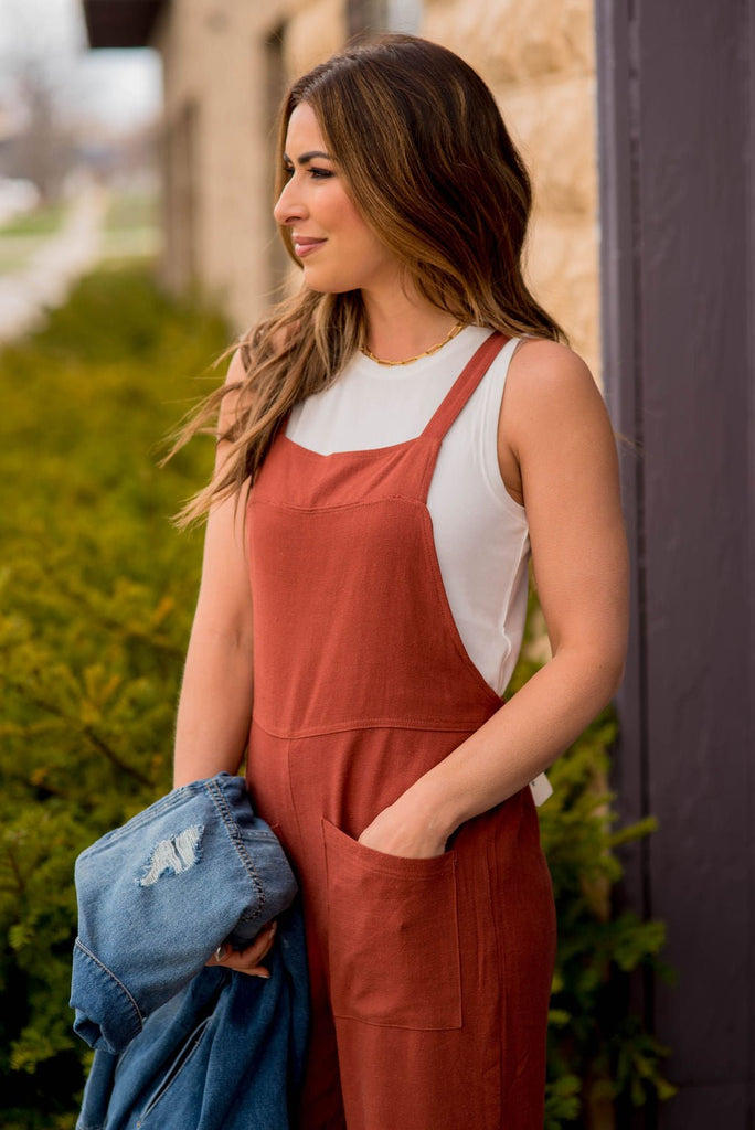 Relaxed Front Pocket Tank Jumpsuit - Betsey's Boutique Shop -