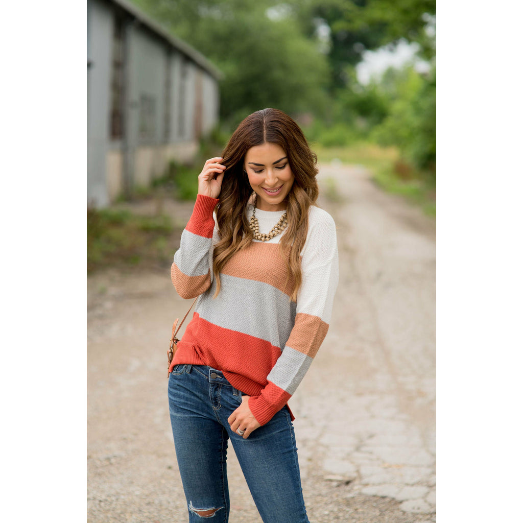 Color Blocked Lightweight Sweater - Betsey's Boutique Shop - Outerwear