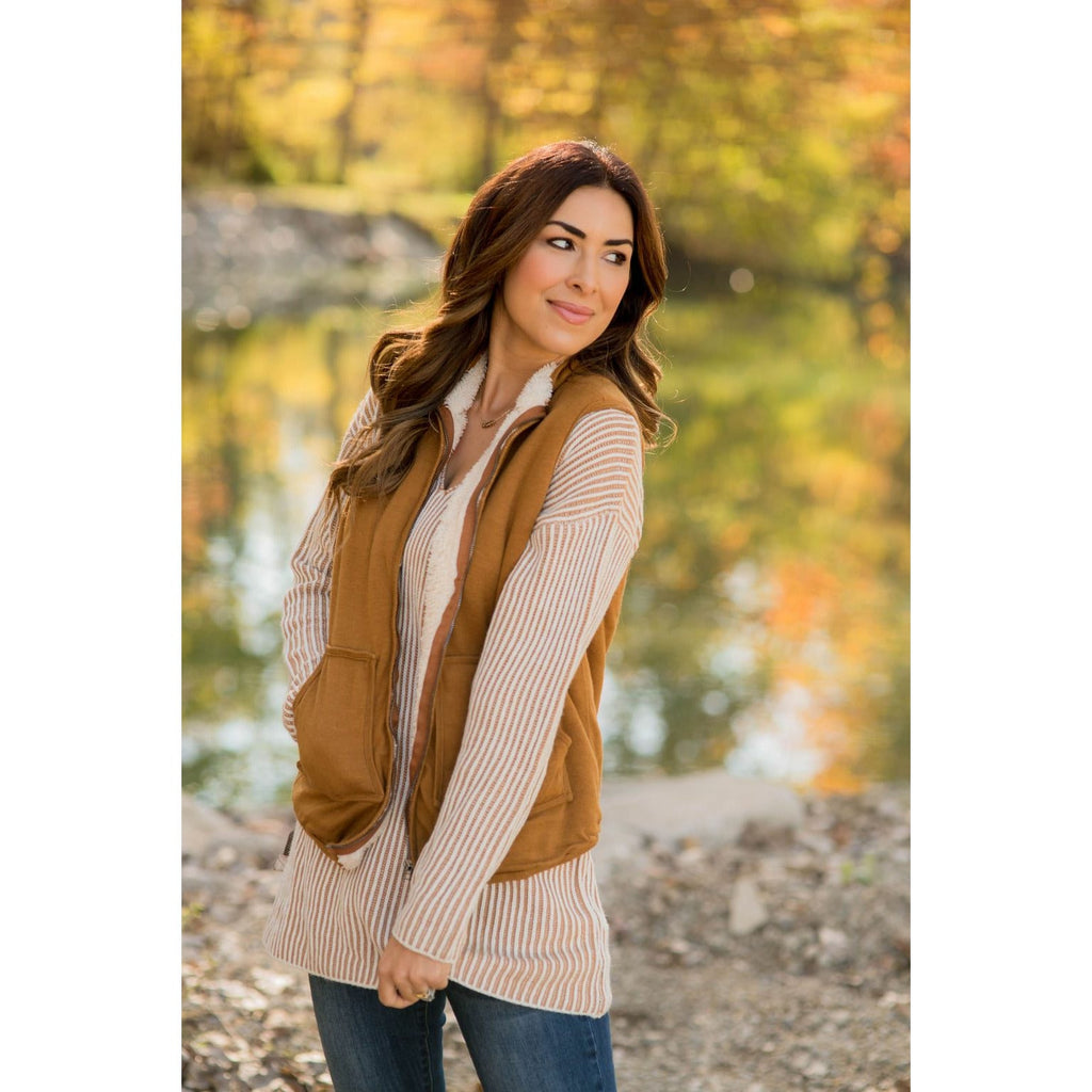 Sherpa Lined Vest - Betsey's Boutique Shop - Vests