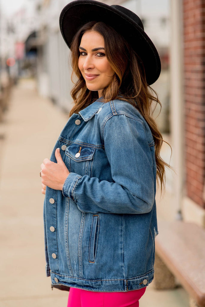 Everyday Full Length Denim Jacket - Betsey's Boutique Shop -