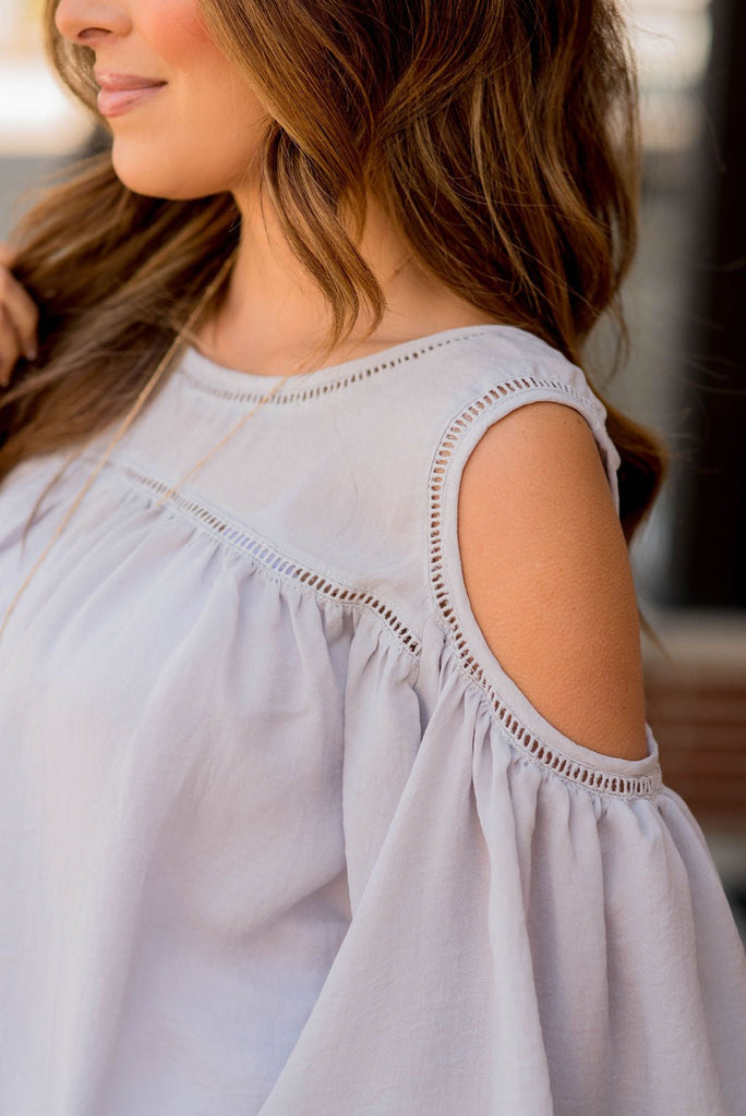 Detailed Cold Shoulder Blouse - Betsey's Boutique Shop -