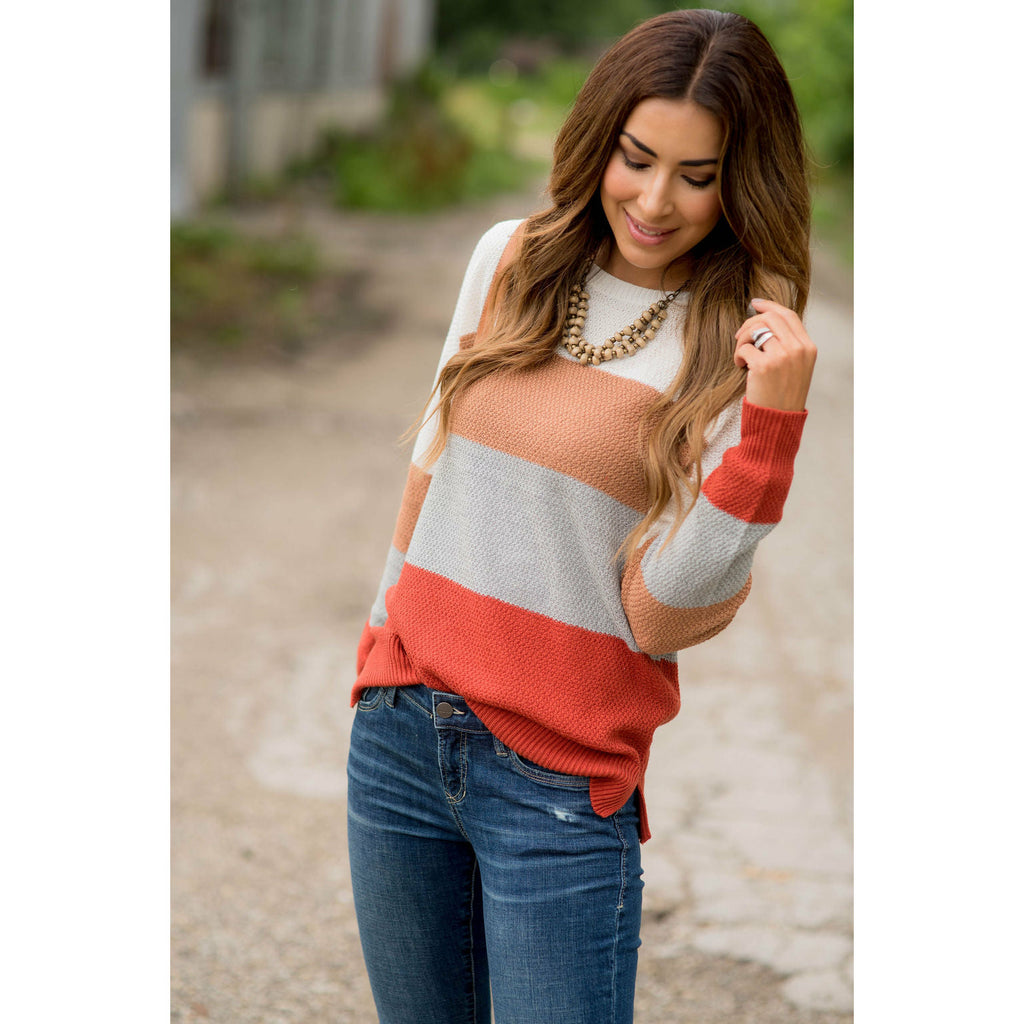 Color Blocked Lightweight Sweater - Betsey's Boutique Shop - Outerwear