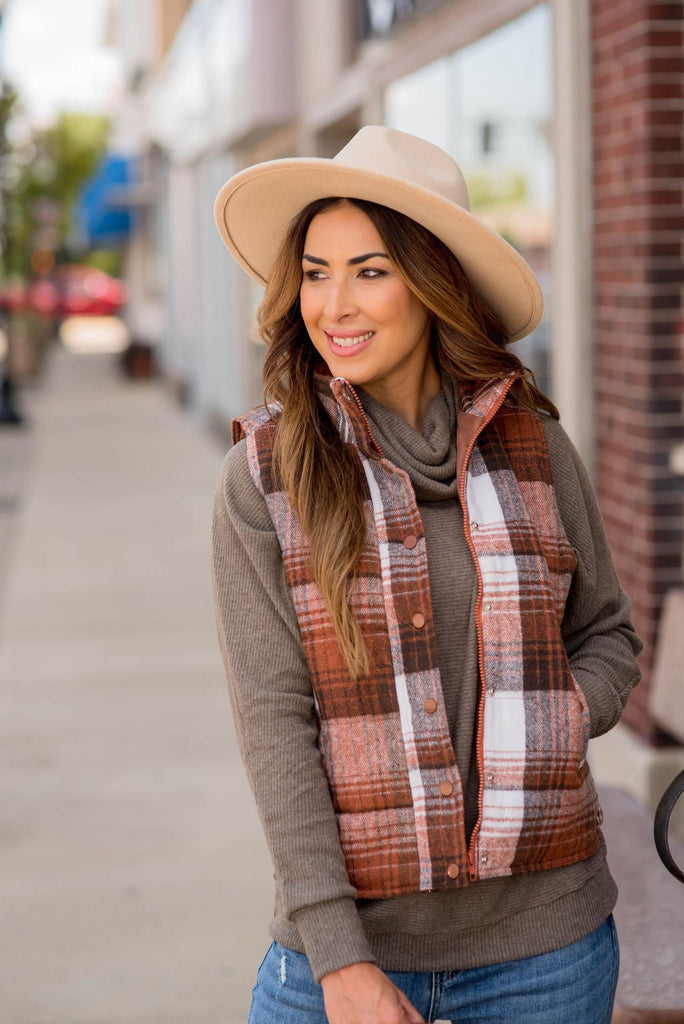 DUPLICATE Shades Of Fall Plaid Vest - Betsey's Boutique Shop