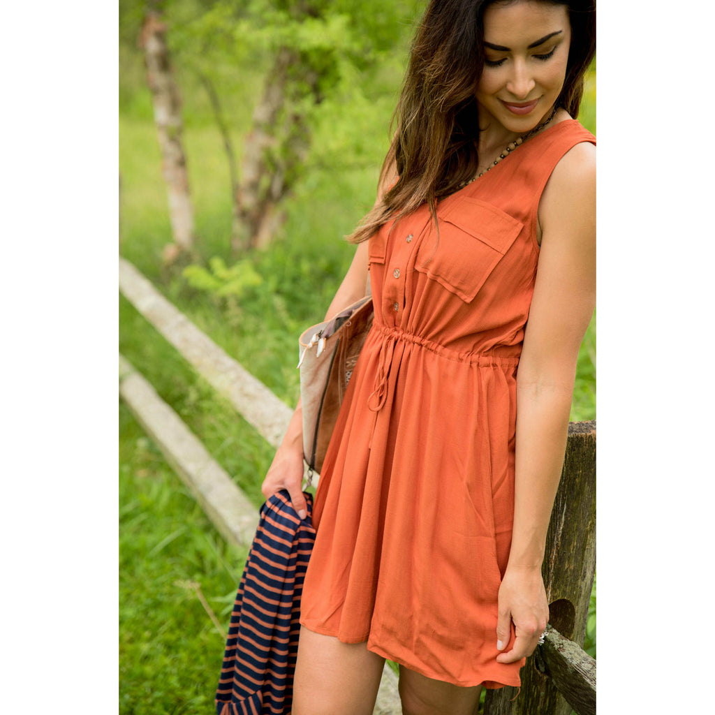 Double Pocket Button Tank Dress - Betsey's Boutique Shop