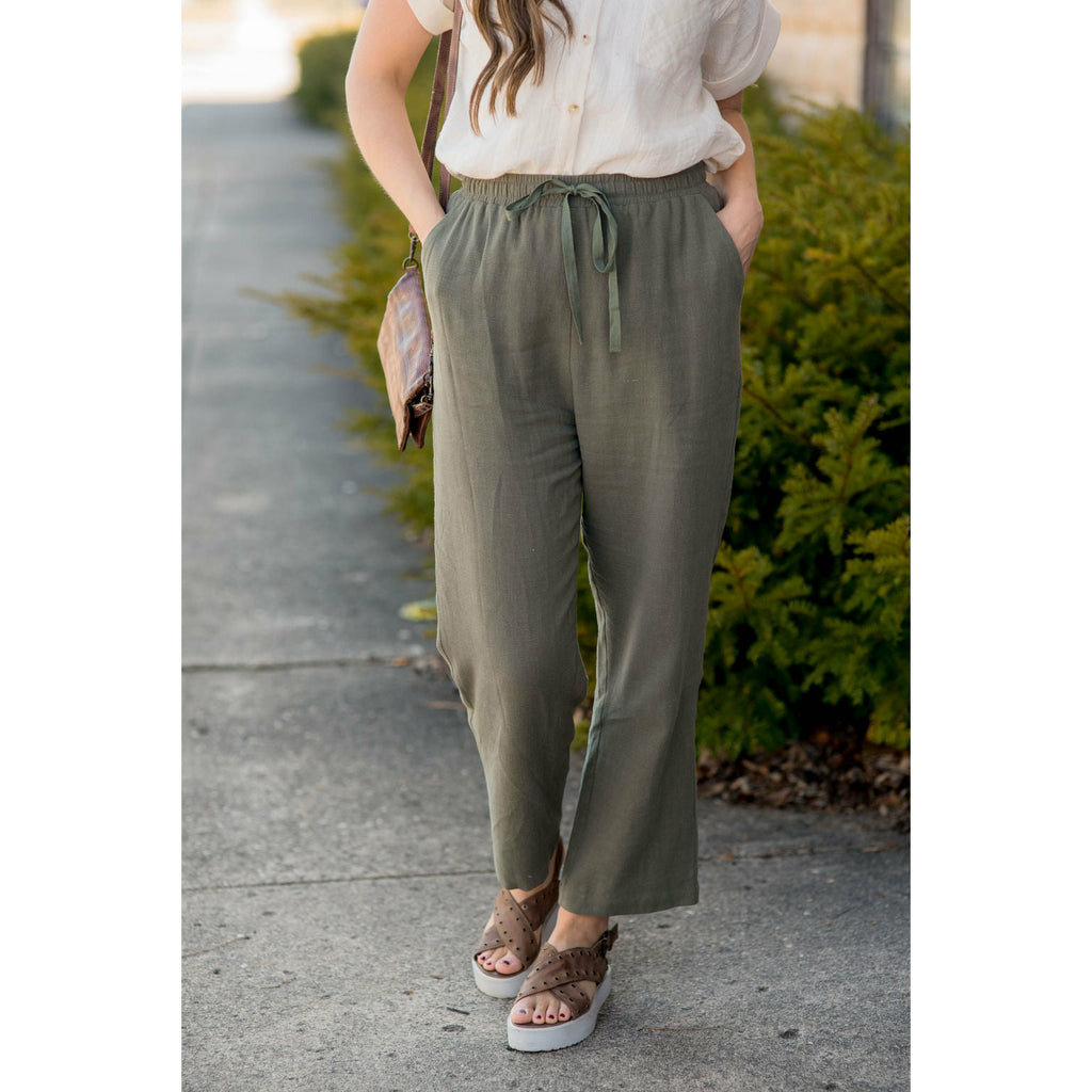 Relaxed Fit Tie Pants - Betsey's Boutique Shop