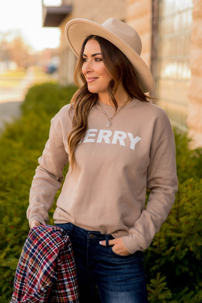 Be Bold Merry Graphic Crewneck - Betsey's Boutique Shop -