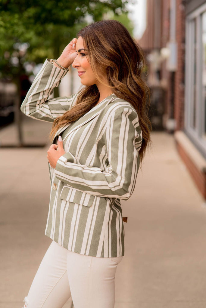 Muted Stripes Blazer - Betsey's Boutique Shop -