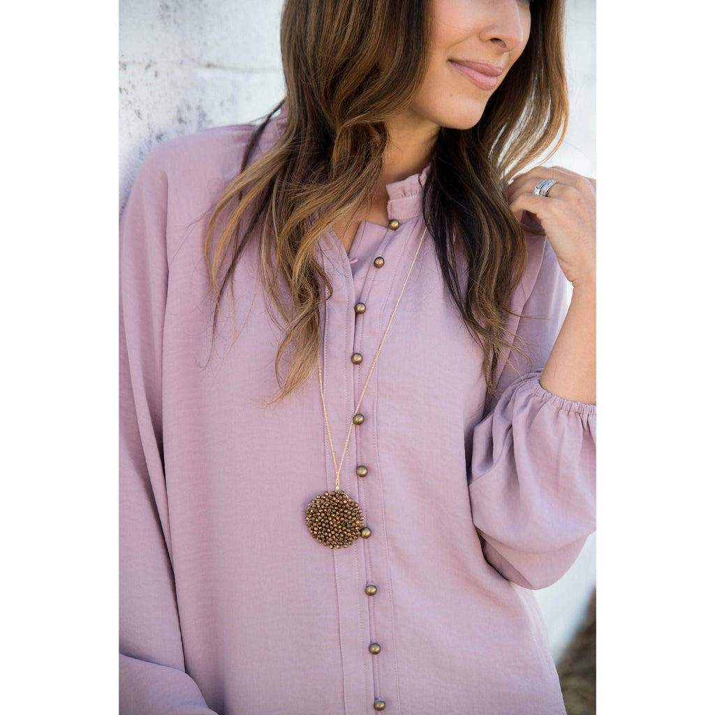 Button Front Blouse - Betsey's Boutique Shop