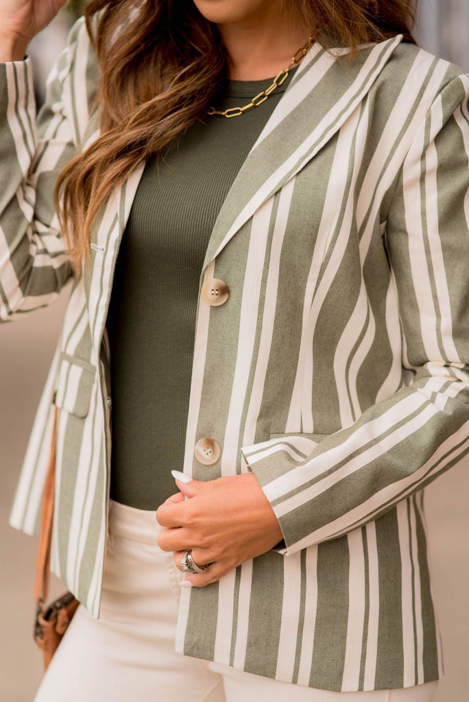 Muted Stripes Blazer - Betsey's Boutique Shop -