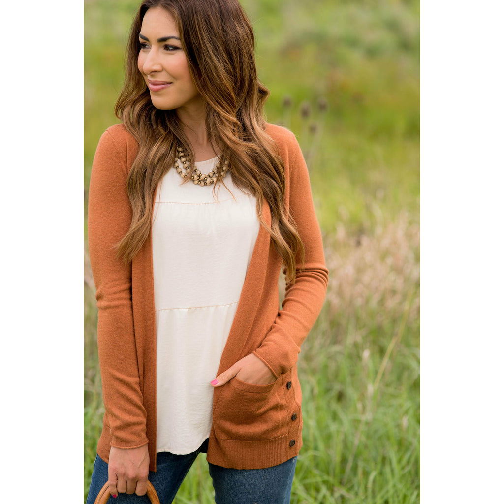 Side Button Pocket Cardigan - Betsey's Boutique Shop