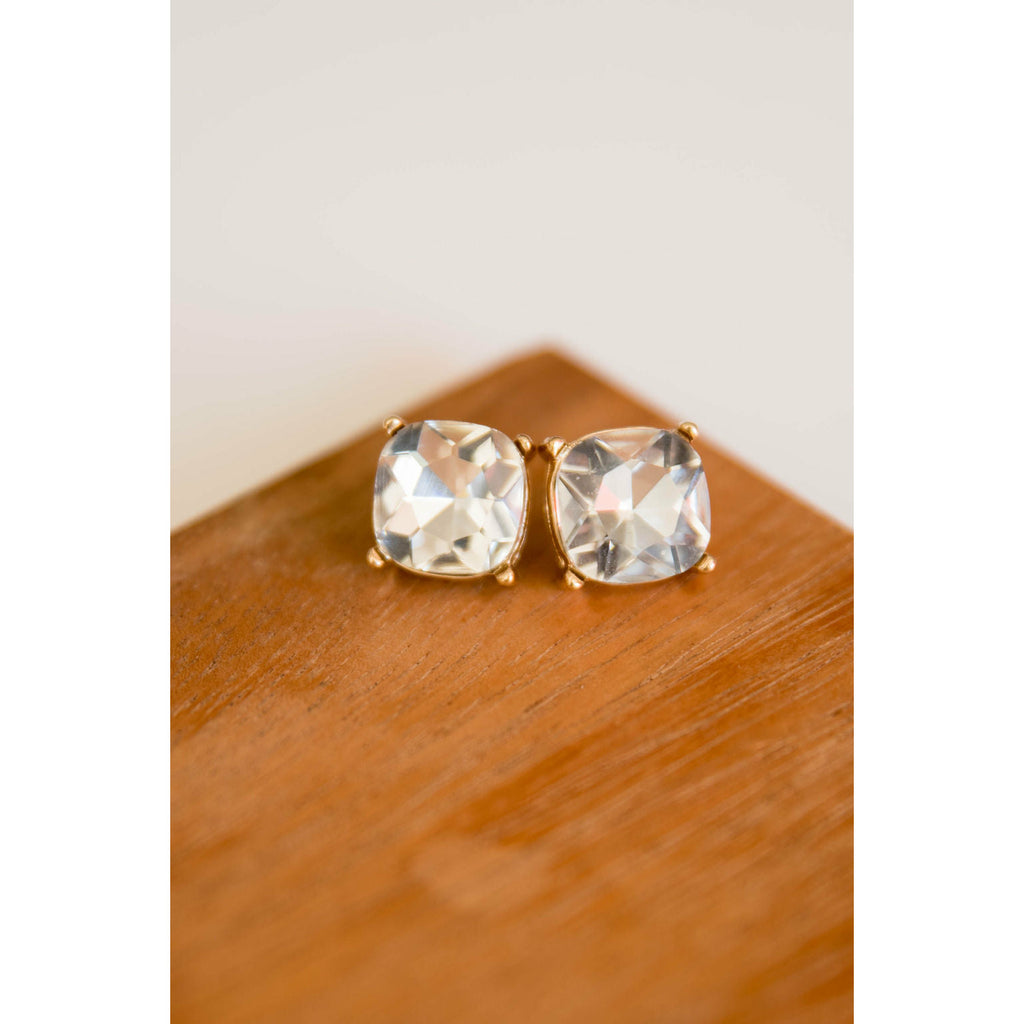 Squared Gem Stud Earrings - Betsey's Boutique Shop