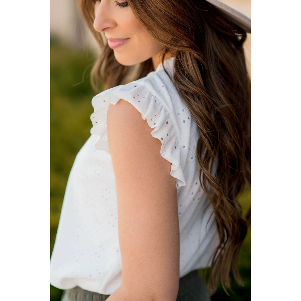 Eyelet Ruffle Tank Blouse - Betsey's Boutique Shop