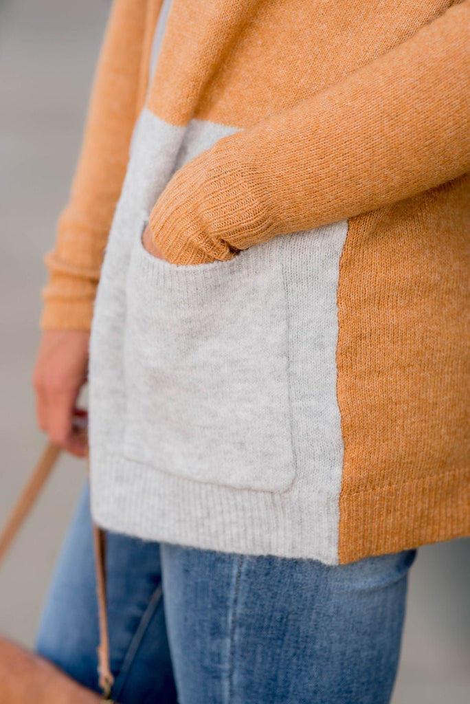 Neutral Blocked Pocket Cardigan - Betsey's Boutique Shop