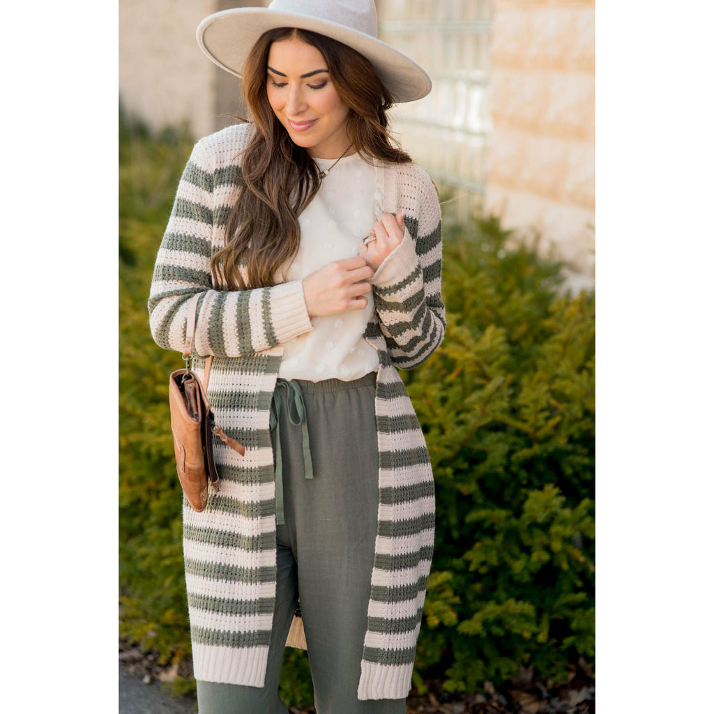 Every Day Loose Knit Striped Cardigan - Betsey's Boutique Shop