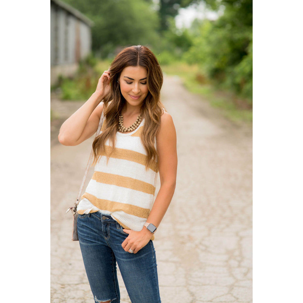 Thick Striped Knit Sweater Tank - Betsey's Boutique Shop